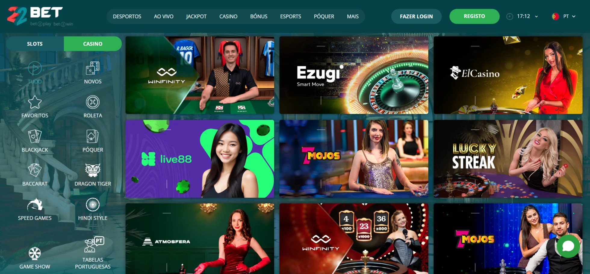 22Casino Dealers ao Vivo